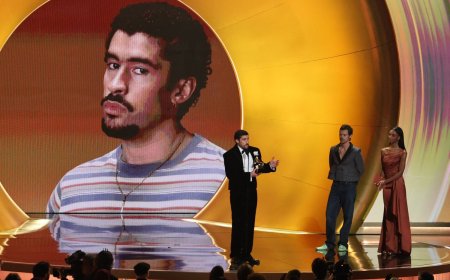 Bad Bunny wins top honors in politically charged Grammy Awards