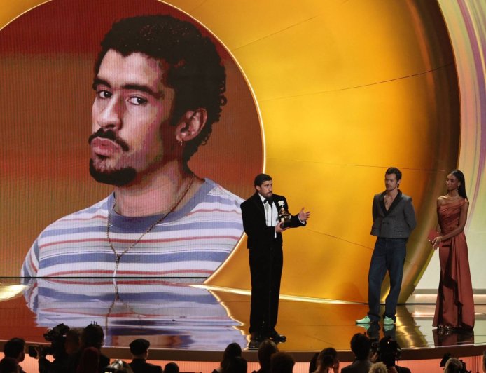 Bad Bunny wins top honors in politically charged Grammy Awards