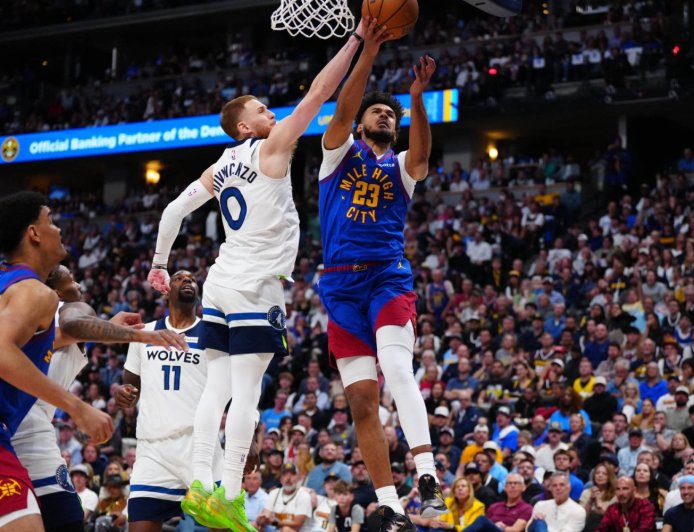 Wolves escape 19-point hole to level set versus Nuggets